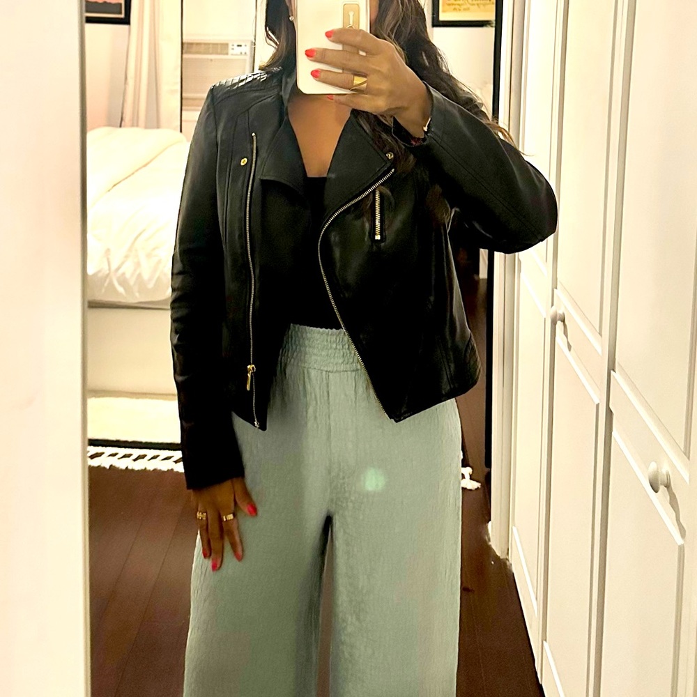 Thalia cropped faux leather jacket
